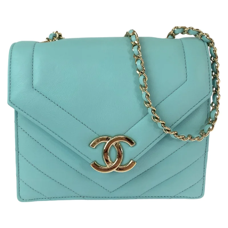 Style Redefined Chanel Chevron Lambskin Turquoise Chain Shoulder Bag