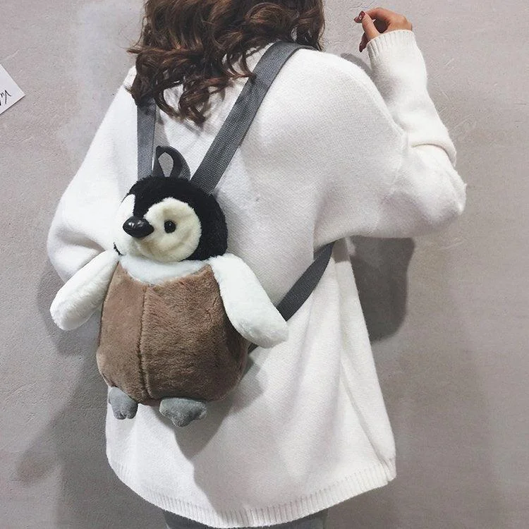 Odor-Resistant And Budget Bags Cute Baby Penguin Plush Backpack